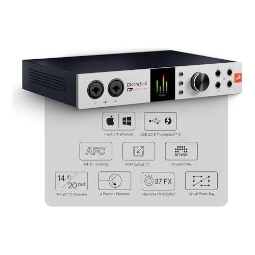 Discrete 4 Pro Synergy Core 14x20 Thunderbolt 3 and USB 2.0 Audio Interface with Onboard Real-time Effects - Antelope Audio