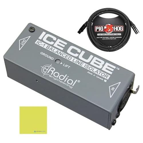 Radial Engineering IceCube Balanced XLR Line Isolator Bundle w/Pig Hog PHM10 8mm Mic XLR Cable & Liquid Audio Polishing Cloth