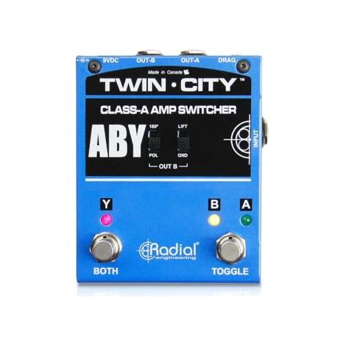 Radial Engineering Twin City Active ABY Amp Switcher Bundle w/Pig Hog PCH10BK Black Woven Instrument Cable and Liquid Audio Polishing Cloth