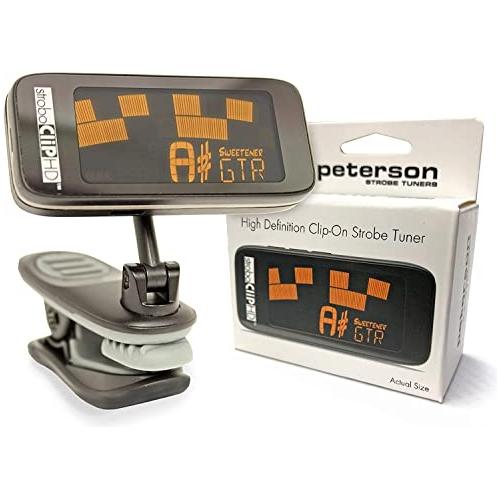 Peterson StroboClip HD Clip-On Tuner Bundle for Guitar, Bass, Violin, Ukulele, Harp, Brass, Woodwind, Orchestral w/ 12-Pack Fender Guitar Picks & Liquid Audio Polishing Cloth