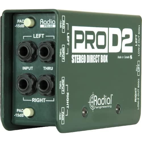 Radial Engineering ProD2 Stereo Passive 2 Channel Direct Box Bundle w/Pig Hog 10' XLR 8MM Microphone Cable & Liquid Audio Polishing Cloth Designed for Keyboards