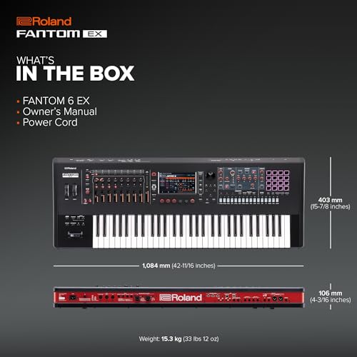 Roland FANTOM 6 EX Synthesizer | Compact FANTOM with 61 Synth-Action Keys | Updated & Enhanced with the Latest Technology | Advanced Sound Engines | Over 7000 Onboard Sounds | Deep DAW Integration