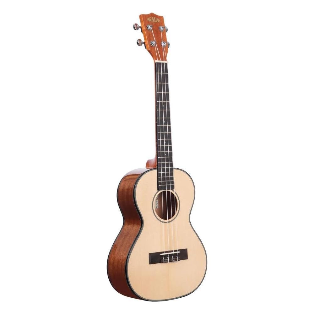 Kala Ukulele, Solid Spruce Top Mahogany Tenor Ukulele, Bundle with Kala Klipz Tuner in Blue and Liquid Audio Instrument Polishing Cloth - Solid Spruce Ukulele KA-STG