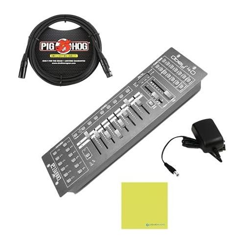 Chauvet Obey 40 DMX Lighting Controller Bundle w/Pig Hog PHDMX10 Lighting Cable and Liquid Audio Polishing Cloth