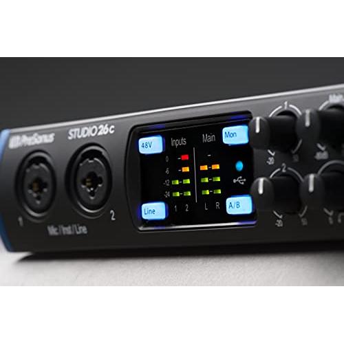 PreSonus Studio 26c 2x4, 192 kHz, USB Audio Interface with Studio One Artist and Ableton Live Lite DAW Recording Software