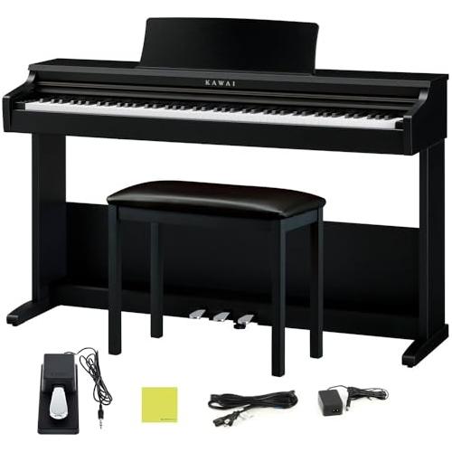 Kawai KDP75 Digital Piano in an Embossed Black Finish Bundle with Kawai F-10H Damper Pedal and Liquid Audio Polishing Cloth