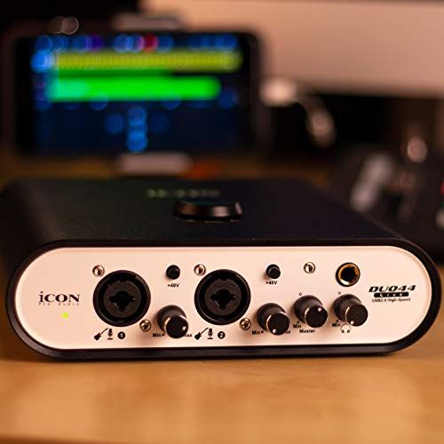 Icon Pro Audio USB Audio Interface with Mobile Streaming Capabilities, Duo 44 Live (2 mic preamps)