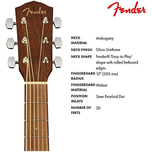 Fender CP-60S Parlor Acoustic Guitar, with 2-Year Warranty, 3-Color Sunburst