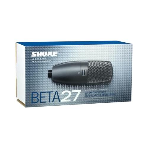 Shure BETA 27 Side-Address Supercardioid Condenser Microphone - Perfect for Instrument and Vocal Applications, Features Switchable Low-Frequency Filter and 3-Layer Internal Pop Filter