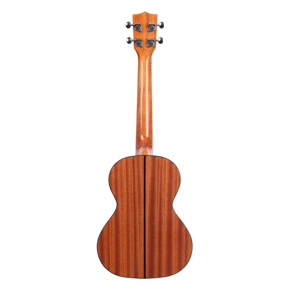 Kala Ukulele, Solid Spruce Top Mahogany Tenor Ukulele, Bundle with Kala Klipz Tuner in Blue and Liquid Audio Instrument Polishing Cloth - Solid Spruce Ukulele KA-STG