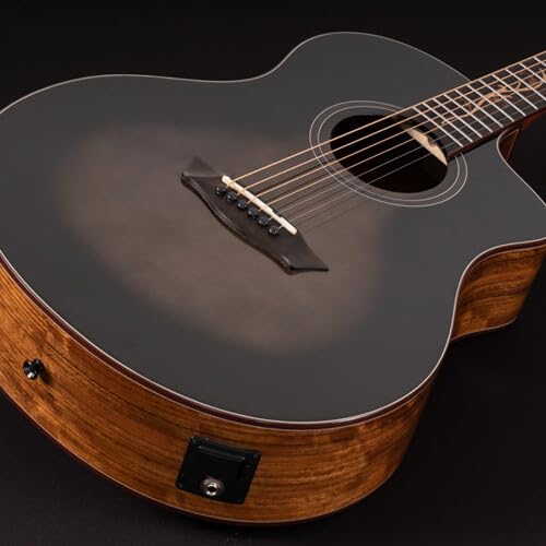 Washburn Bella Tono 6 String Acoustic-Electric Guitar, Right, Gloss Charcoal Burst