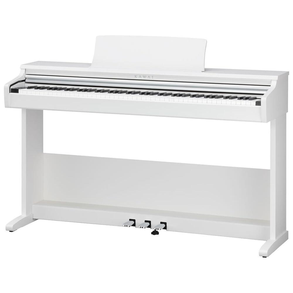 Kawai KDP75 Digital Piano in an Embossed White Finish Bundle with Kawai F-10H Damper Pedal and Liquid Audio Polishing Cloth