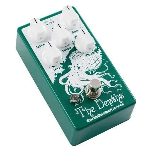 EarthQuaker Devices The Depths®Analog Optical Vibe Machine Bundle w/2x Strukture S6P48 Woven Right Angle Patch Cables, 12x Guitar Picks and Liquid Audio Polishing Cloth