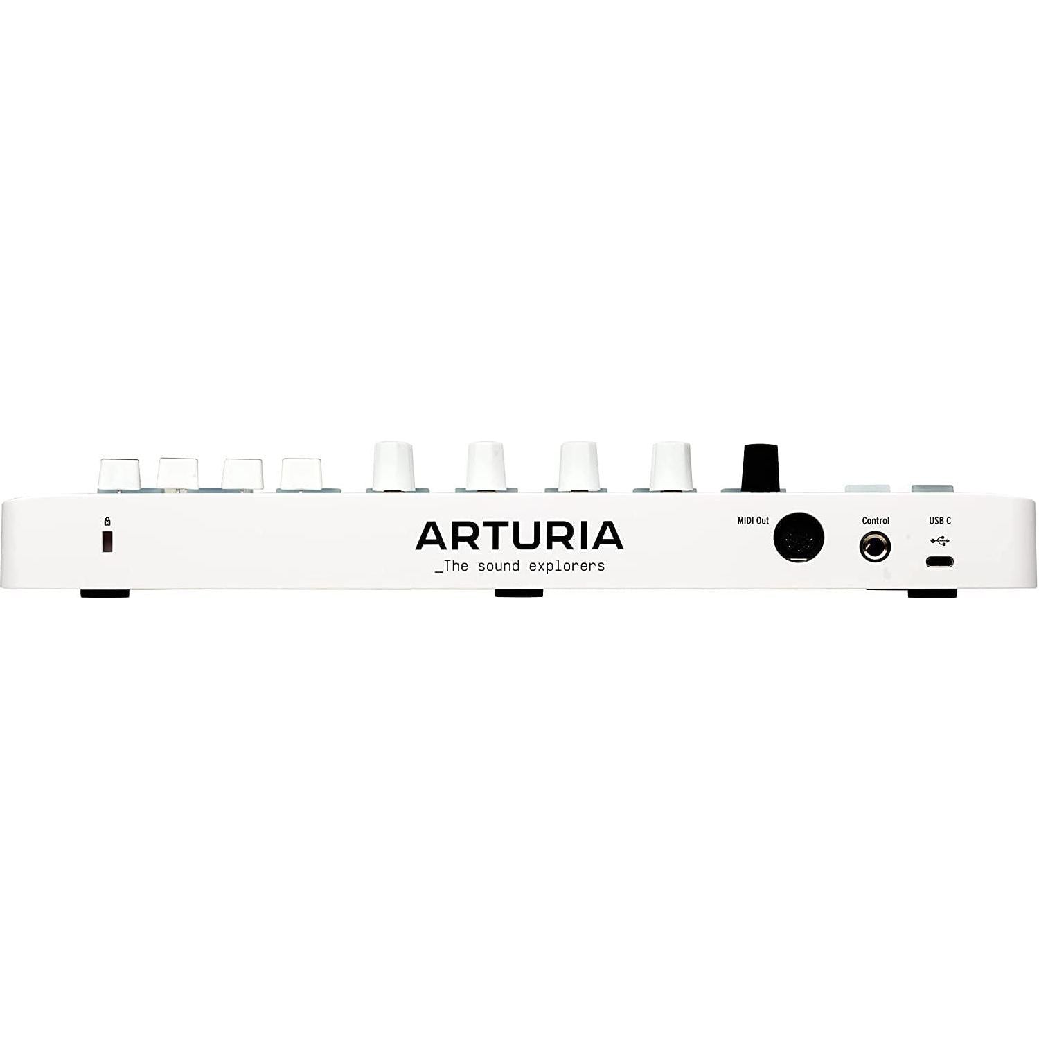 Arturia MiniLab 3 MIDI Keyboard Controller Bundle with Samson Headphones SR350 Over Ear, USB Cable & Polishing Cloth - 25 Key MIDI Keyboard for Recording Studio Equipment, Software Included (WHITE)