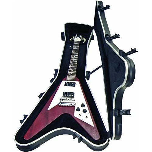 SKB Cases Flying V Type Guitar Hardshell Case with Molded EPS Foam Interior, TSA Latch, and Over-Molded Handle and Accessory Compartment