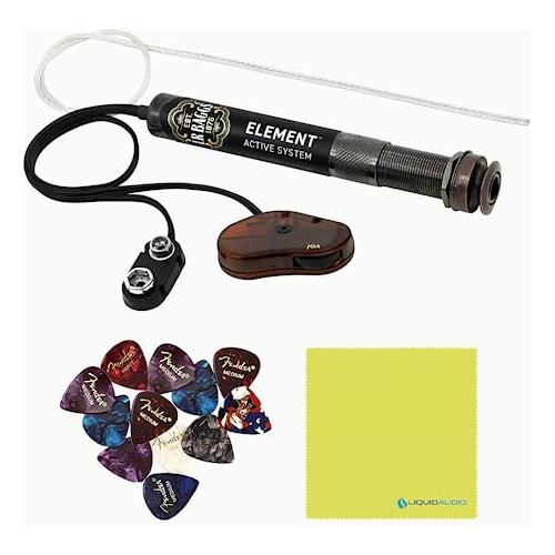 LR Baggs EAS Element Active System with volume Control for Steel String Guitar Bundle w/ 12x Fender Picks and Liquid Audio Polishing Cloth