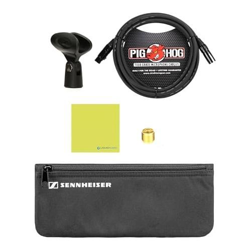 Liquid Audio Sennheiser E 835-S Cardioid Dynamic Vocal Microphone Bundle w/Pig Hog PHM10 8mm Mic Cable Polishing Cloth