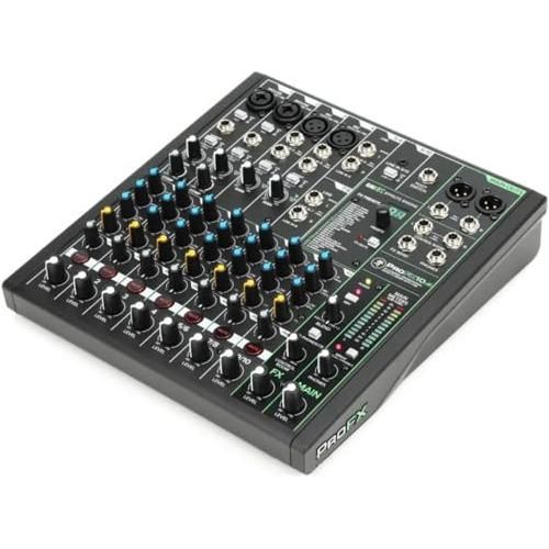 Mackie ProFX10v3 10-Channel Analog Mixer with USB Bundle w/Samson Over-Ear Stereo Headphones, 2-Pack Pig Hog 8mm XLR Mic Cable, Liquid Audio Pop Filter and Liquid Audio Polishing Cloth