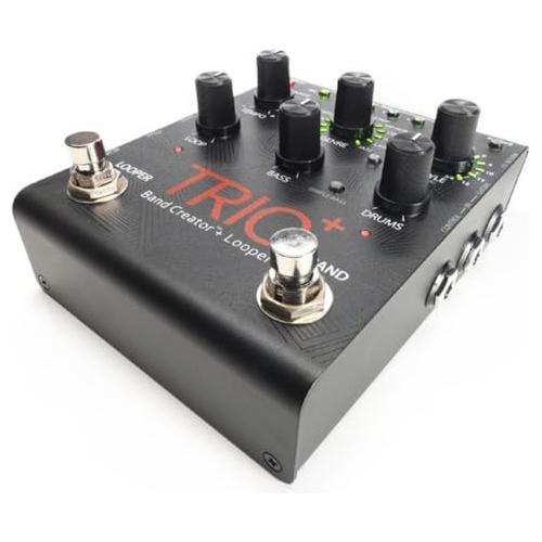 KMC Digitech TRIOPLUS Trio+ Band Creator and Looper Effects Pedal Bundle w/2x Strukture S6P48 Woven Right Angle Patch Cables, 12x Guitar Picks and Liquid Audio Polishing Cloth