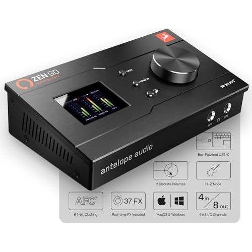 Zen Go Synergy Core, Audio Interface, 4x8 Bus-Powered Thunderbolt 3 Interface for Recording, with Onboard Real-Time Audio Recording Effects, XLR Interface, Suitable for Podcast Set Up - Antelope Audio