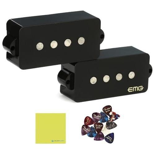 EMG Geezer Butler Signature P Bass Guitar Pickup Set Bundle w/ 12x Guitar Picks, and Liquid Audio Polishing Cloth