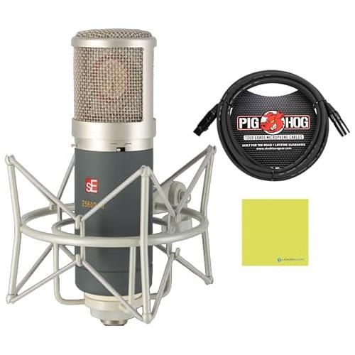 Liquid Audio sE Electronics Z5600a II Large-diaphragm Tube Condenser Microphone Bundle w/Pig Hog PHM10 8mm Mic Cable Polishing Cloth