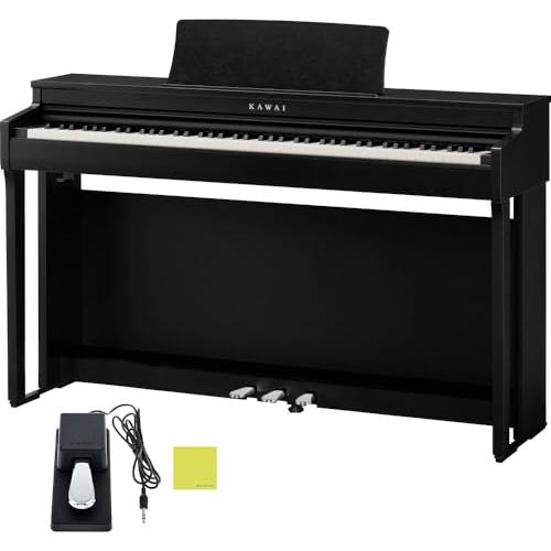 Kawai CN201 Digital Piano, Satin Black Bundle with Kawai F-10H Damper Pedal and Liquid Audio Polishing Cloth - 88-Key Digital Piano