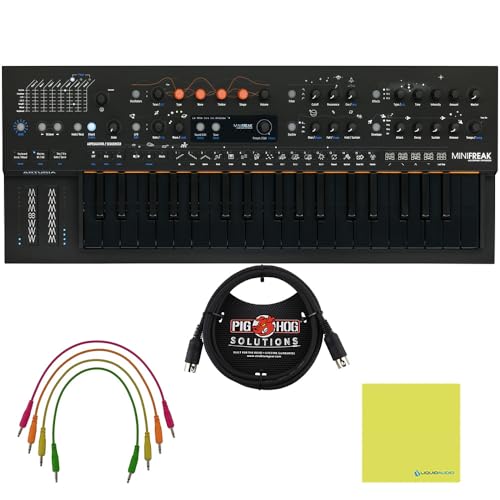 Arturia MiniFreak Stellar 37-key Synthesizer Bundle w/Pig Hog PP4X10 4 pk 10" Mono Patch Cables, Pig Hog 6ft MIDI Cable and Liquid Audio Polishing Cloth