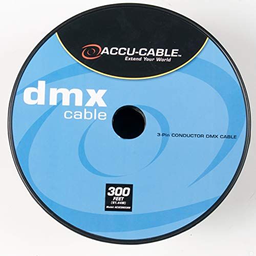 Accu-Cable AC3CDMX300, DMX Stage Light Cable, 3 Pin DMX Extension Cable Spool (300 FT)