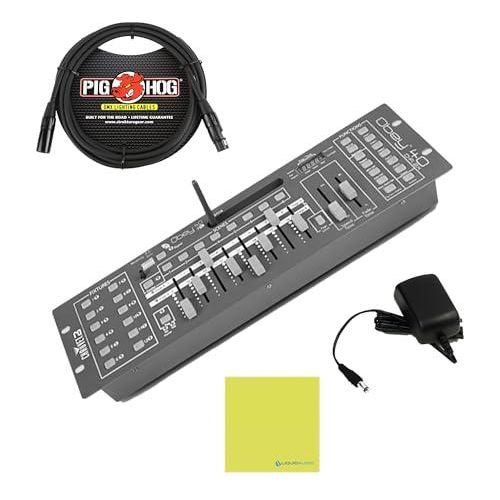 Chauvet Obey 40 D-Fi 2.4 Wireless DMX Lighting Controller Bundle w/Pig Hog PHDMX10 Lighting Cable and Liquid Audio Polishing Cloth