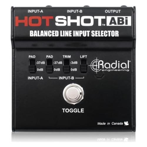 Radial Engineering HotShot ABi Footswitch Selector for Balanced Inputs Bundle w/Pig Hog PHM10 8mm Mic XLR Cable & Liquid Audio Polishing Cloth