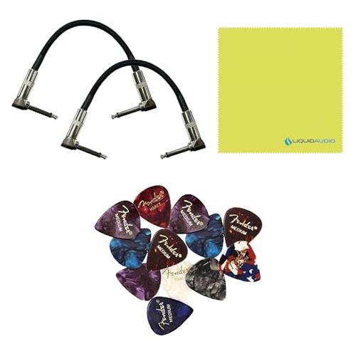 DigiTech Rubberneck Analog Delay Effect Pedal Bundle w/ 2-Pack Strukture S6P48 Woven Right Angle Patch Cable, 12-Pack Guitar Pick and Liquid Audio Polishing Cloth