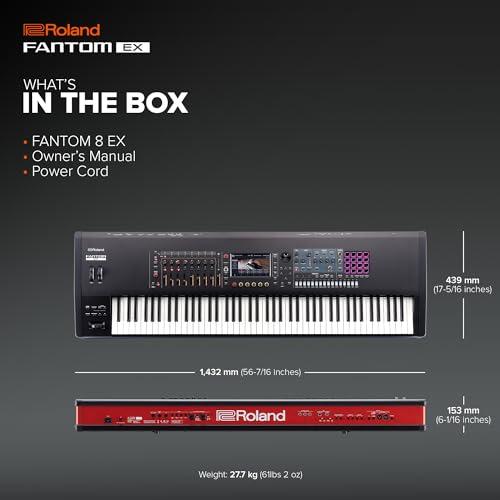 Roland FANTOM 8 EX Synthesizer | Top-Tier FANTOM with 88 Synth-Action Keys | Updated & Enhanced with the Latest Technology | Advanced Sound Engines | Over 7000 Onboard Sounds | Deep DAW Integration