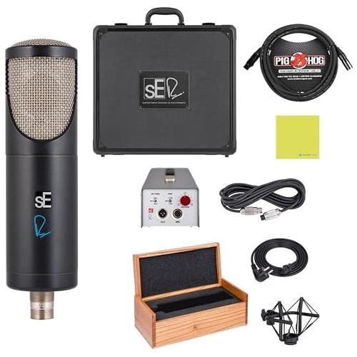 Liquid Audio sE Electronics RNT Rupert Neve Multi-Pattern Large-Diaphragm Tube Microphone Bundle w/Pig Hog PHM10 8mm Mic Cable Polishing Cloth