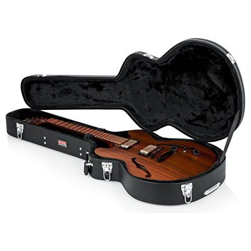 Gator Cases Hard-Shell Wood Case for Semi-Hollow Guitars; Fits Gibson