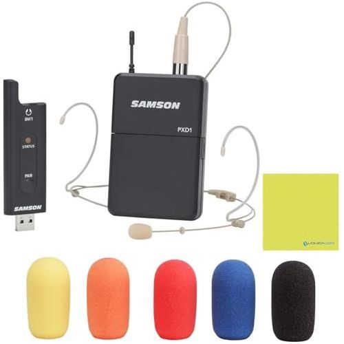 Samson XPD2 Headset USB Digital Wireless System Bundle w/Samson WS5E Qe/Qv Headset Microphone Multi-Color Windscreen 5-Pack and Liquid Audio Polishing Cloth