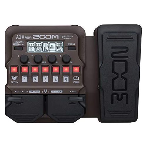 Zoom A1 FOUR Acoustic Instrument Multi-Effects Processor Pedal, Acoustic Modeling, Looper, Rhythm Section, For Guitar, Saxophone, Trumpet, Violin, Harmonica, and Upright Bass