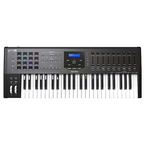 Arturia KeyLab 49 MkII Black Semi Weighted MIDI Keyboard Controller Bundle w/Deluxe Sustain Pedal, USB Cable & Liquid Audio Polishing Cloth (4 Items)