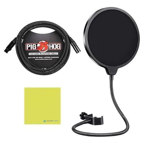 Liquid Audio MXL 770 Cardioid Condenser Instrument Microphone Bundle w/Pig Hog PHM10 8mm Mic Cable, Pop Filter Polishing Cloth