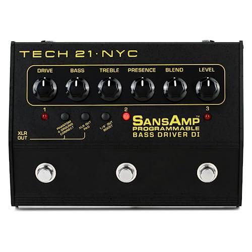 Tech 21 PBDR SansAmp Programmable Bass Driver DI 3-Channel Bundle w/ 2X Strukture S6P48 Woven Right Angle Patch Cables, 12x Fender Picks and Liquid Audio Polishing Cloth