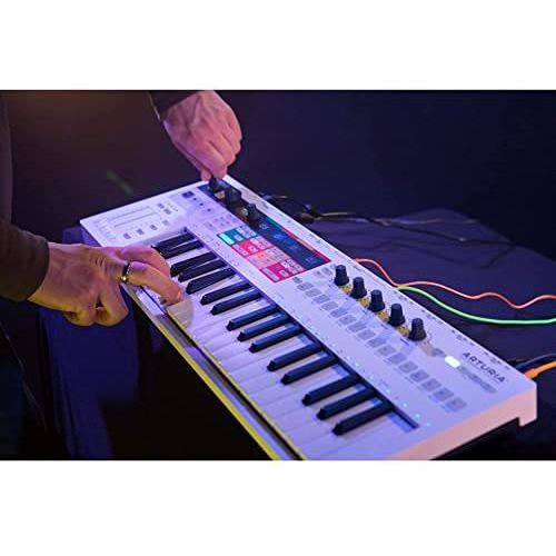 Arturia KeyStep Pro 37-Key Keyboard Controller & Sequencer Bundle w/Samson Headphones, Power Adapter & Liquid Audio Polishing Cloth (4 Items)