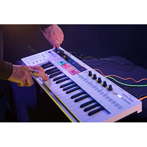 Arturia KeyStep Pro 37-Key Controller & Sequencer USB/MIDI/CV Keyboard Controller Bundle w Studio Headphones & Pig Hog MIDI Cable