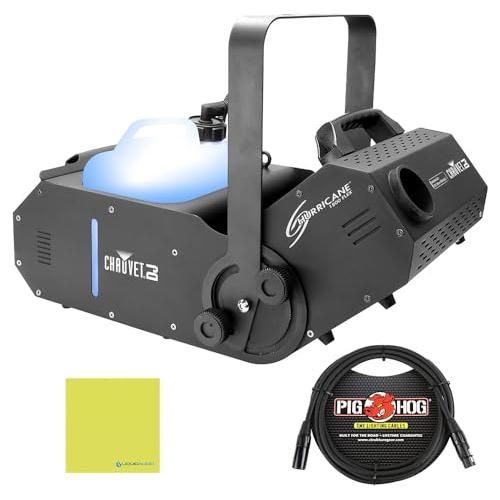 Chauvet H1800FLEX Hurricane 1800 Flex Adjustable Fog Machine Bundle w/Pig Hog PHDMX10 Lighting Cable and Liquid Audio Polishing Cloth