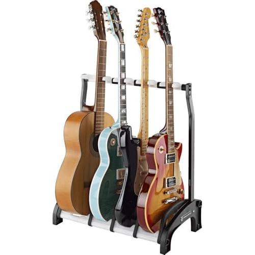 K&M Konig & Meyer Guardian 5 Guitar Stand - Holds Five Electric, Acoustic or Bass Guitars Rack-Style - Protective Supports - Space Saver - Adult/Youth Musicians