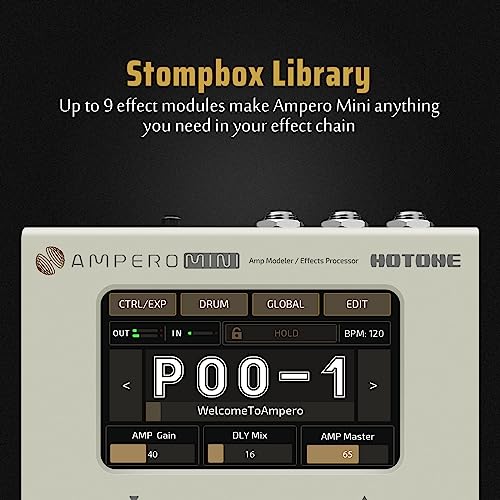 HOTONE Guitar Multi Effects Processor Multi Effects Pedal Touch Screen Guitar Bass Amp Modeling IR Cabinets Simulation Guitar Effects Pedal Multi FX Processor Ampero