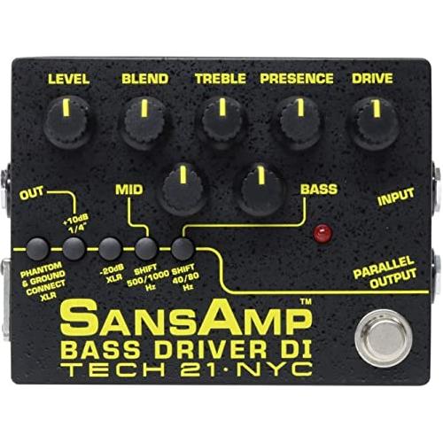 Tech 21 SansAmp Bass Driver DI V2 Pedal Bundle w/Patch Cables, Fender Guitar Picks 12 Pack & Liquid Audio Polishing Cloth