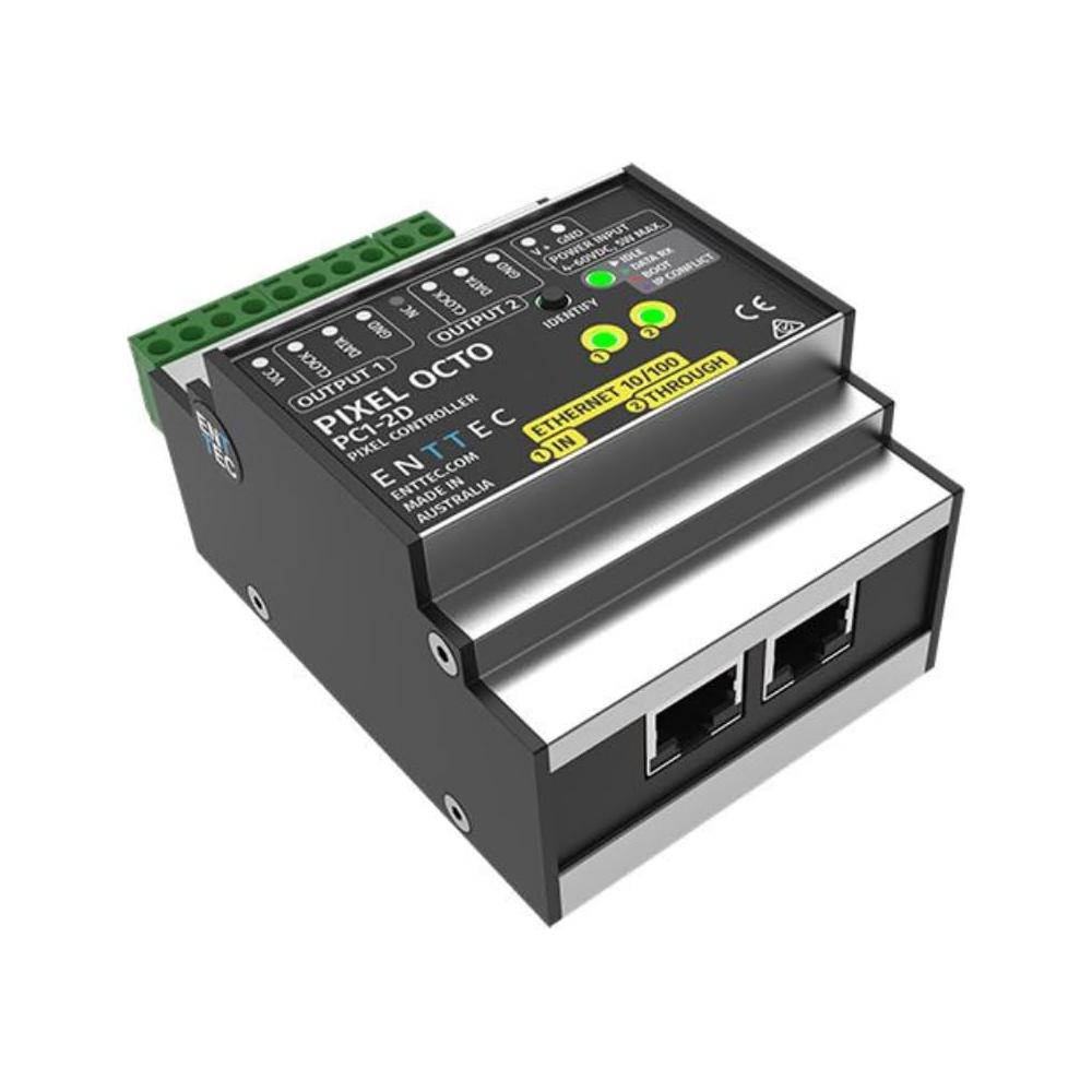 Enttec Pixel Octo PC1-2D 71520 8 Universe DIN Rail LED Pixel Controller Bundle w/DMX Adapter 5 Pin(M) to 3 Pin(F) XLR and Liquid Audio Polishing Cloth