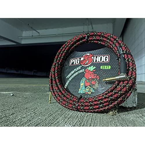 Pig Hog PCH10PLR 1/4" to 1/4" Right-Angle Tartain Plaid Guitar Instrument Cable, 10 Feet