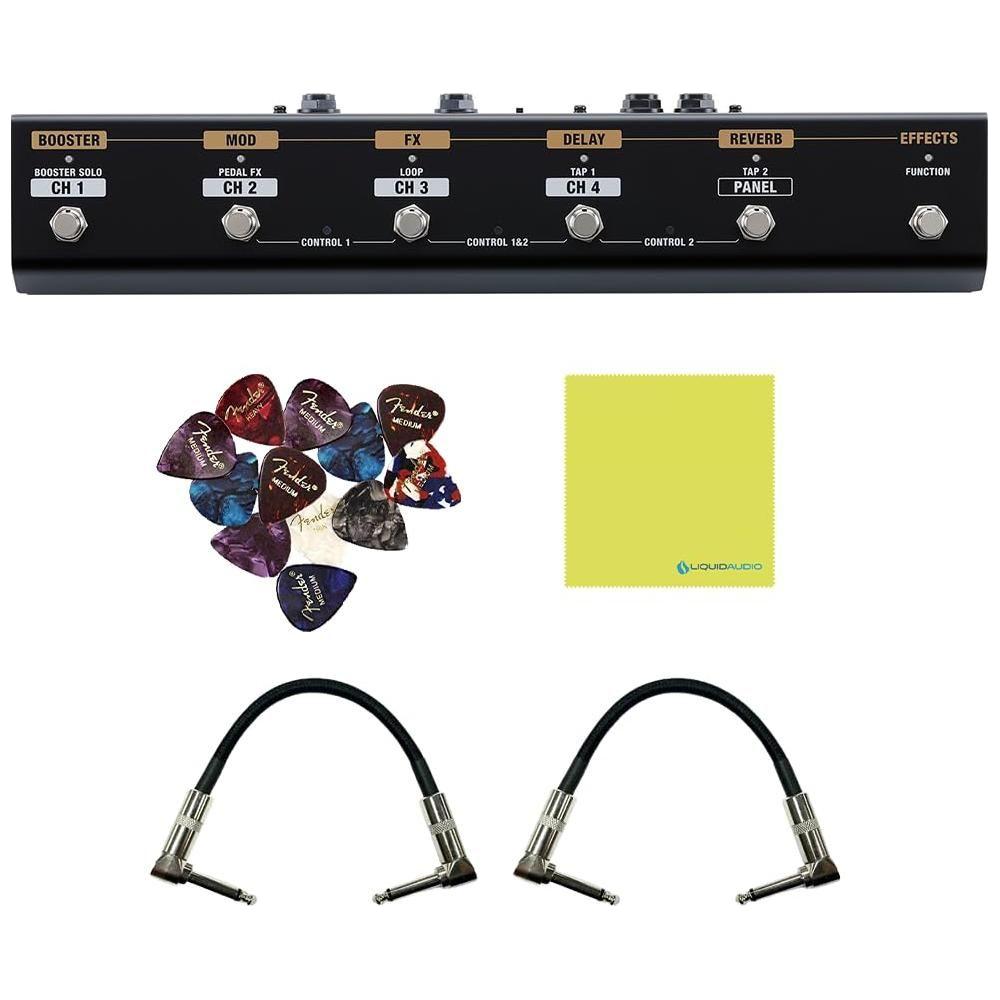 Boss GA-FC EX Expanded Floor Foot Controller Bundle w/2x Strukture S6P48 Woven Right Angle Patch Cables, 12x Guitar Picks and Liquid Audio Polishing Cloth