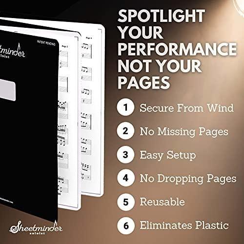 Sheetminder Soloist (5-Pack) - Printed Sheet Music Organizer / No Page Turning, Windproof on Music Stand, No Plastic Sleeves, Easily Mark Fingering / Perfect for Students, Teachers, Bands, Performers